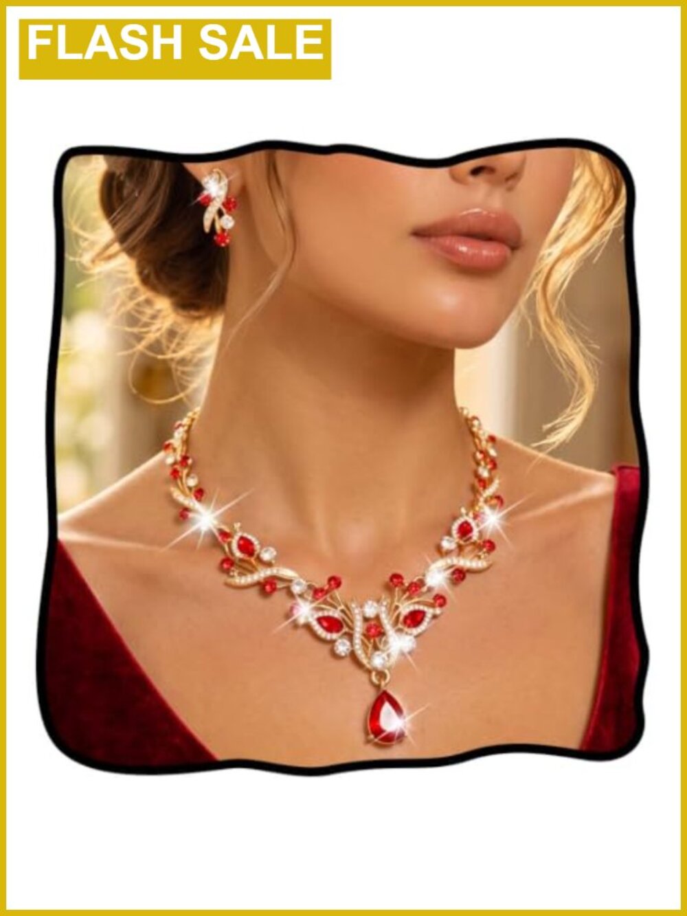 Rhinestone Necklace Earrings Set Alloy Formal Prom Wedding Jewelry